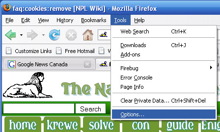 Firefox tools menu