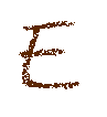 the letter E in burnt umber, courtesy of Binney and Smith
